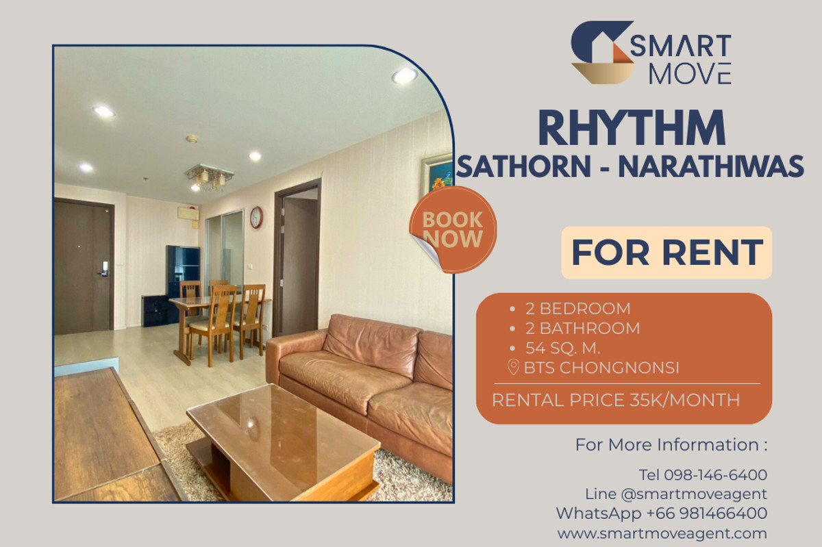 For RentCondoSathorn, Narathiwat : 🔥 สำหรับเช่า !! ห้องหายาก !! 🔥 Code C20240400103.........Rhythm Sathorn - Narathiwas, 2 ห้องนอน, 2 ห้องน้ำ, furnished, ready to move in📣📣