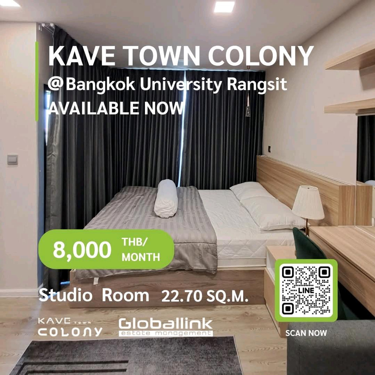 ให้เช่าคอนโดปทุมธานี รังสิต ธรรมศาสตร์ : GBL2341 ปล่อยเช่า 8,000 บาท/เดือน
ชื่อโครงการ Kave Town Colony