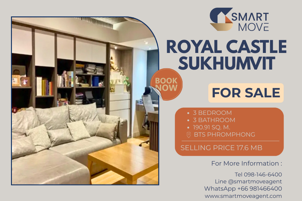 For SaleCondoSukhumvit, Asoke, Thonglor : 🔥 Sale with tenant !! 🔥 Code C20230203376.........Royal Castle Sukhumvit, 3 bedroom, 3 bathroom, 1 maid's room, furnished, Special Deal!!📣📣