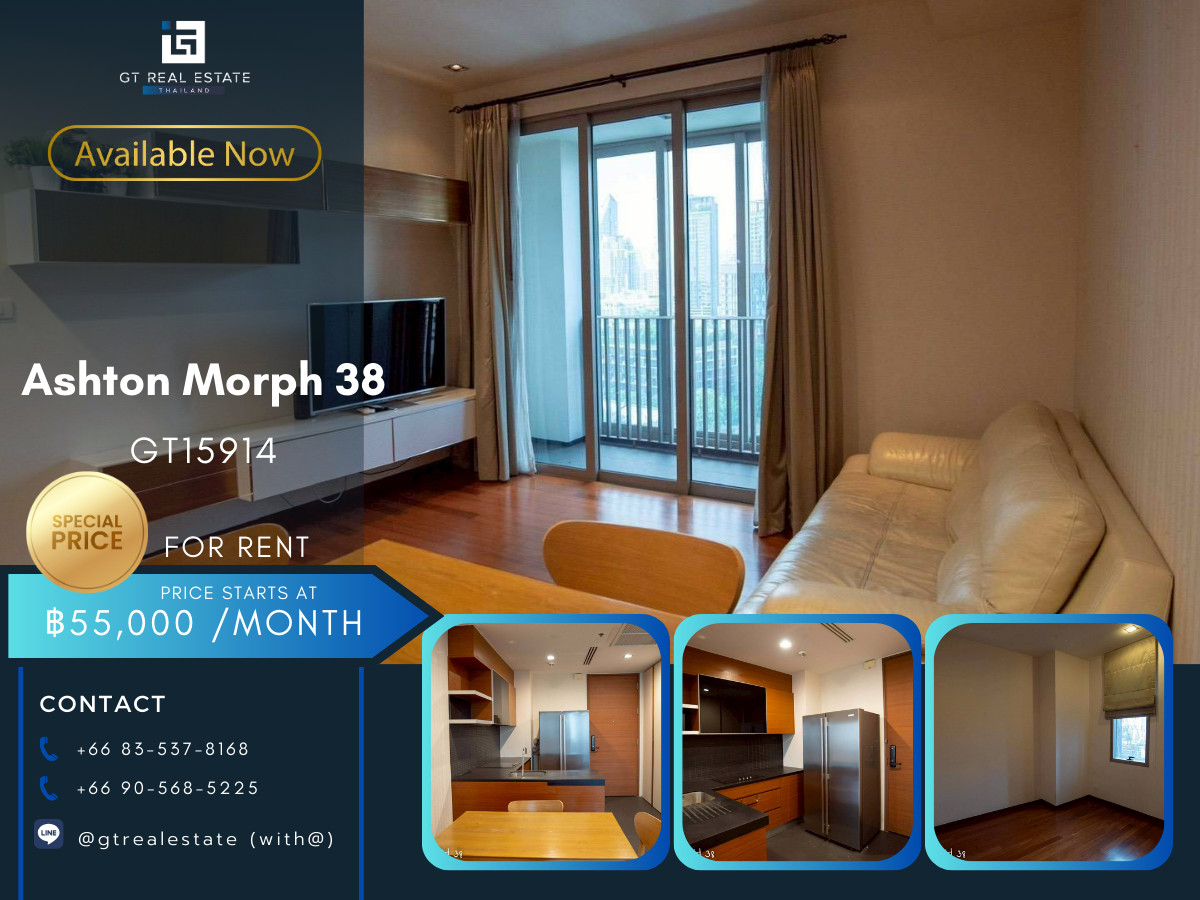 For RentCondoSukhumvit, Asoke, Thonglor : Condo Ashton Morph 38, convenient travel, close to BTS, has a shuttle, fully furnished, ready to move in!!