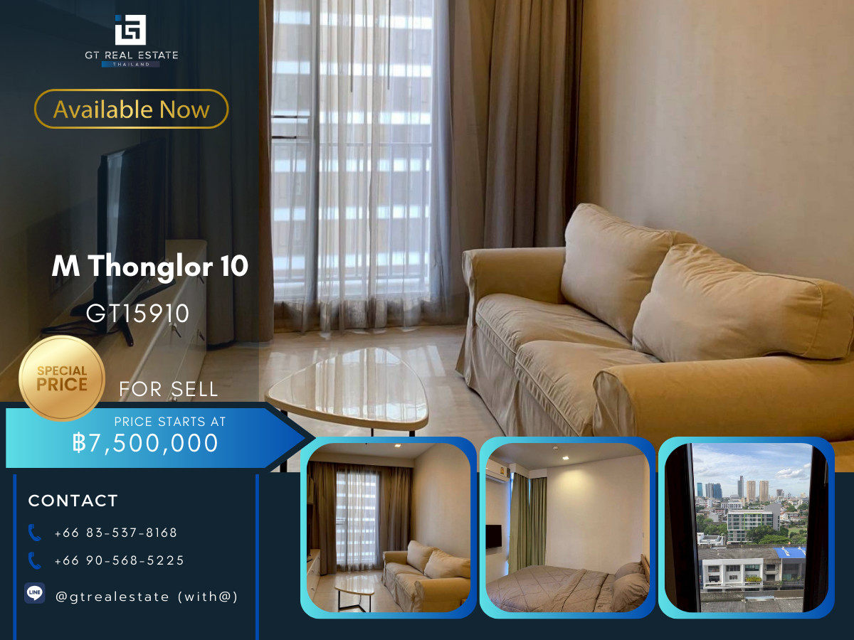 For SaleCondoSukhumvit, Asoke, Thonglor : ✨ GT15910 | Condo M Thonglor 10, convenient travel, near BTS, shuttle available, fully furnished, ready for sale!