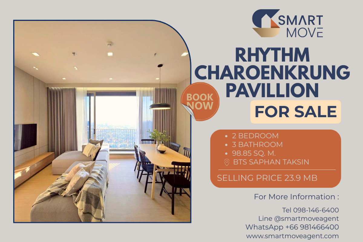 For SaleCondoSathorn, Narathiwat : 🔥 For Sale !! high floor 36++, modern style, Newly renovated 🔥 Code C20260200046.........Rhythm Charoenkrung Pavillion, 2 bedroom, 3 bathroom, 1 maid's room, furnished, Special Deal!!📣📣