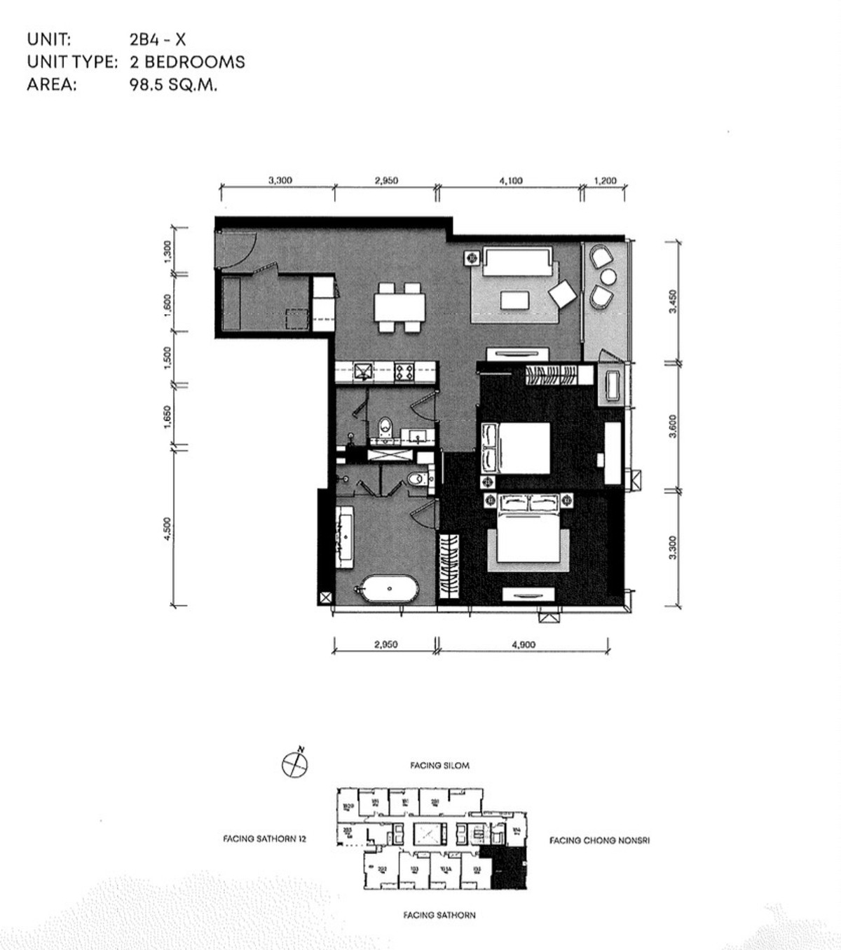 For SaleCondoSathorn, Narathiwat : Tait Sathorn 12: 2bed 2bath 98.5sqm. 29,700,000 Am: 0656199198
