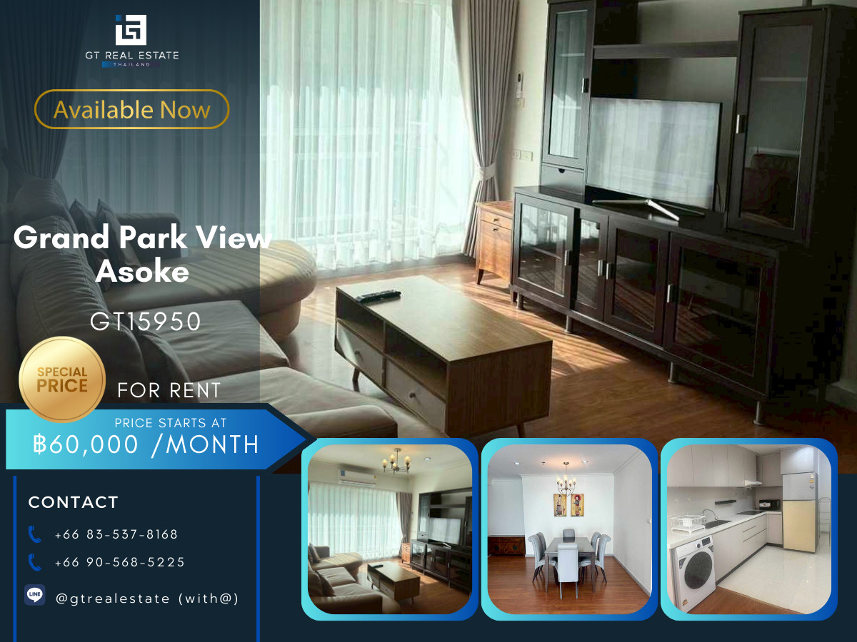For RentCondoSukhumvit, Asoke, Thonglor : ✨ GT15950 | Condo Grand Park View Asoke, convenient travel, close to BTS, shuttle available, fully furnished, ready to move in!