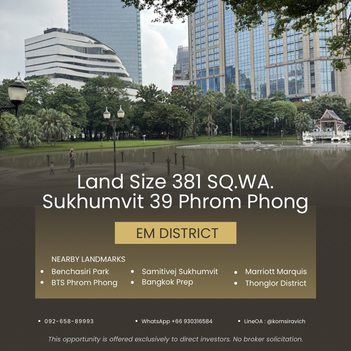 For RentLandSukhumvit, Asoke, Thonglor : Land for rent, 381 square wah, 30 years, brown layout @ Sukhumvit 39, Phrom Phong, Bangkok