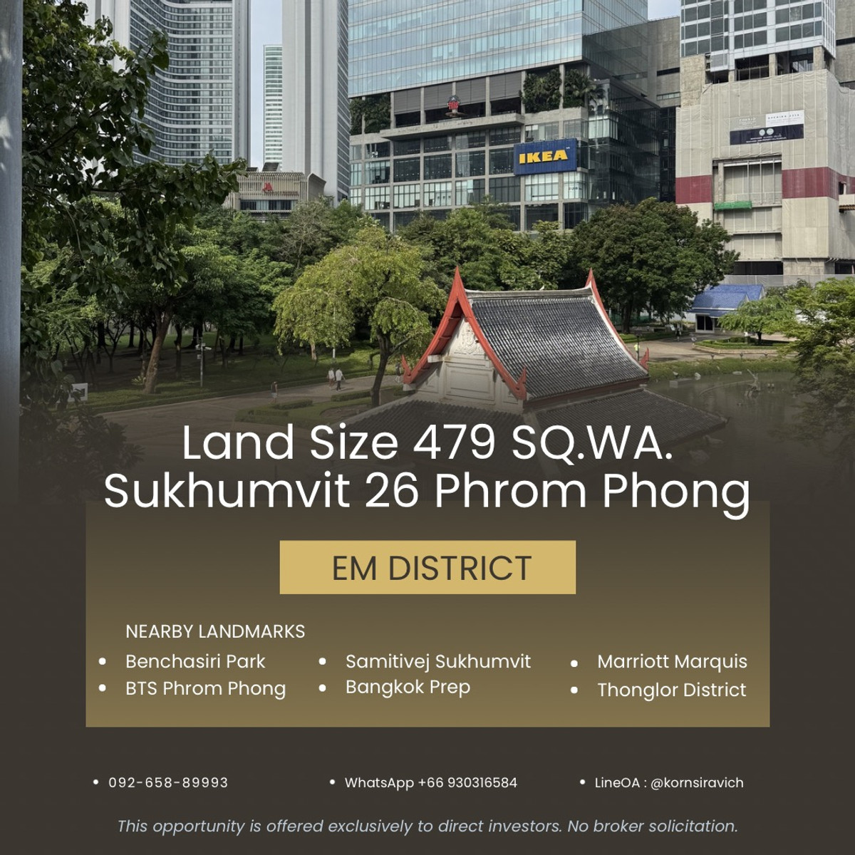 ให้เช่าที่ดินสุขุมวิท อโศก ทองหล่อ : ปล่อยเช่า ที่ดิน 471 ตารางวา 30 ปี ผังสีน้ำตาล @ ซอยสุขุมวิท 26 พร้อมพงษ์ กรุงเทพมหานคร