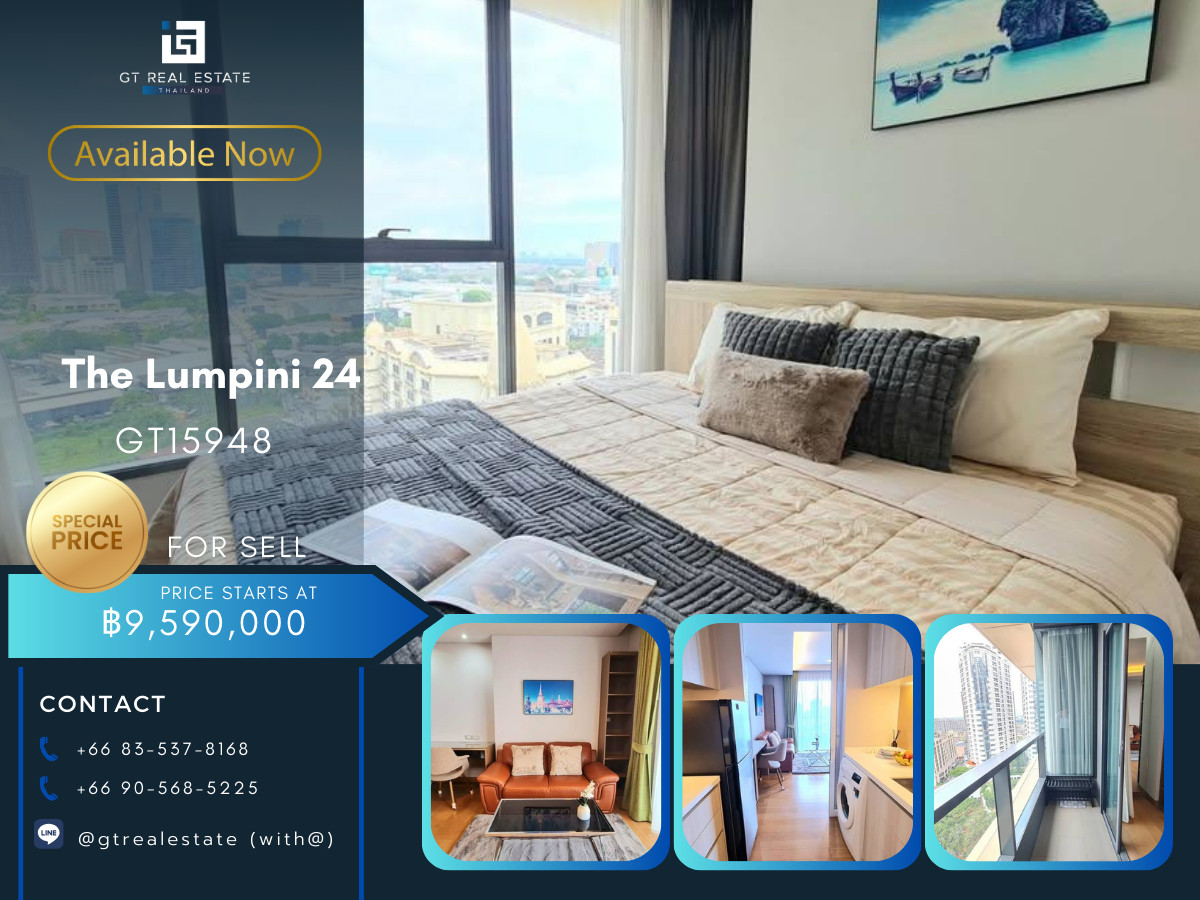 For SaleCondoSukhumvit, Asoke, Thonglor : ✨ GT15948 | Condo ready for sale at The Lumpini 24, convenient travel, near BTS, shuttle available, beautiful room, fully furnished!!