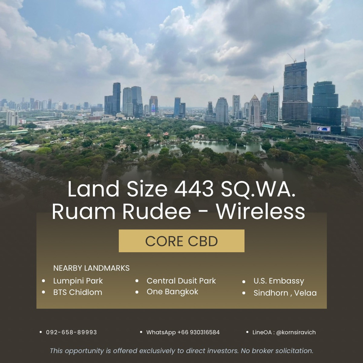 ให้เช่าที่ดินวิทยุ ชิดลม หลังสวน : ปล่อยเช่า ที่ดิน 443 ตารางวา 30 ปี ผังสีแดง @ วิทยุ - ร่วมฤดี เพลินจิต กรุงเทพมหานคร