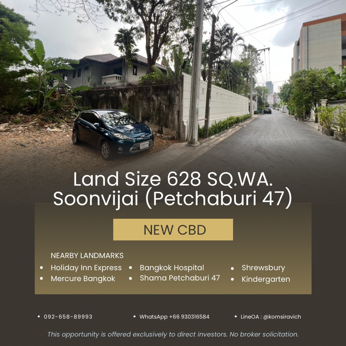 ให้เช่าที่ดินพระราม 9 เพชรบุรีตัดใหม่ RCA : ให้เช่า ที่ดิน 30 ปี 628 ตารางวา ผังสีส้ม ซอยศูนย์วิจัย (เพชรบุรี 47) ถนนเพชรบุรีตัดใหม่ - RCA กรุงเทพมหานคร 