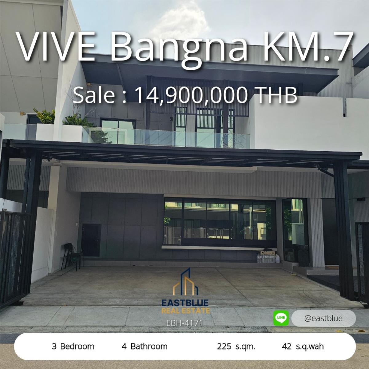 For SaleTownhomeBangna, Bearing, Lasalle : 28/02/2026, New house, 3 bedrooms, with land area 225 sq m, near Bangna Km. 7. 
Investment opportunity in prime location, selling price 16 million, urgent today!