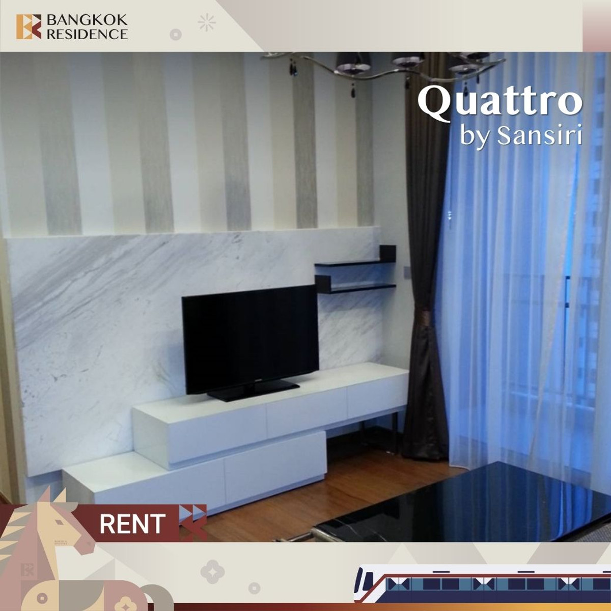 ให้เช่าคอนโดสุขุมวิท อโศก ทองหล่อ :  Quattro by Sansiri 💎 Spaciouse unit with Fully Furnished 💫ใกล้ BTS ทองหล่อ 