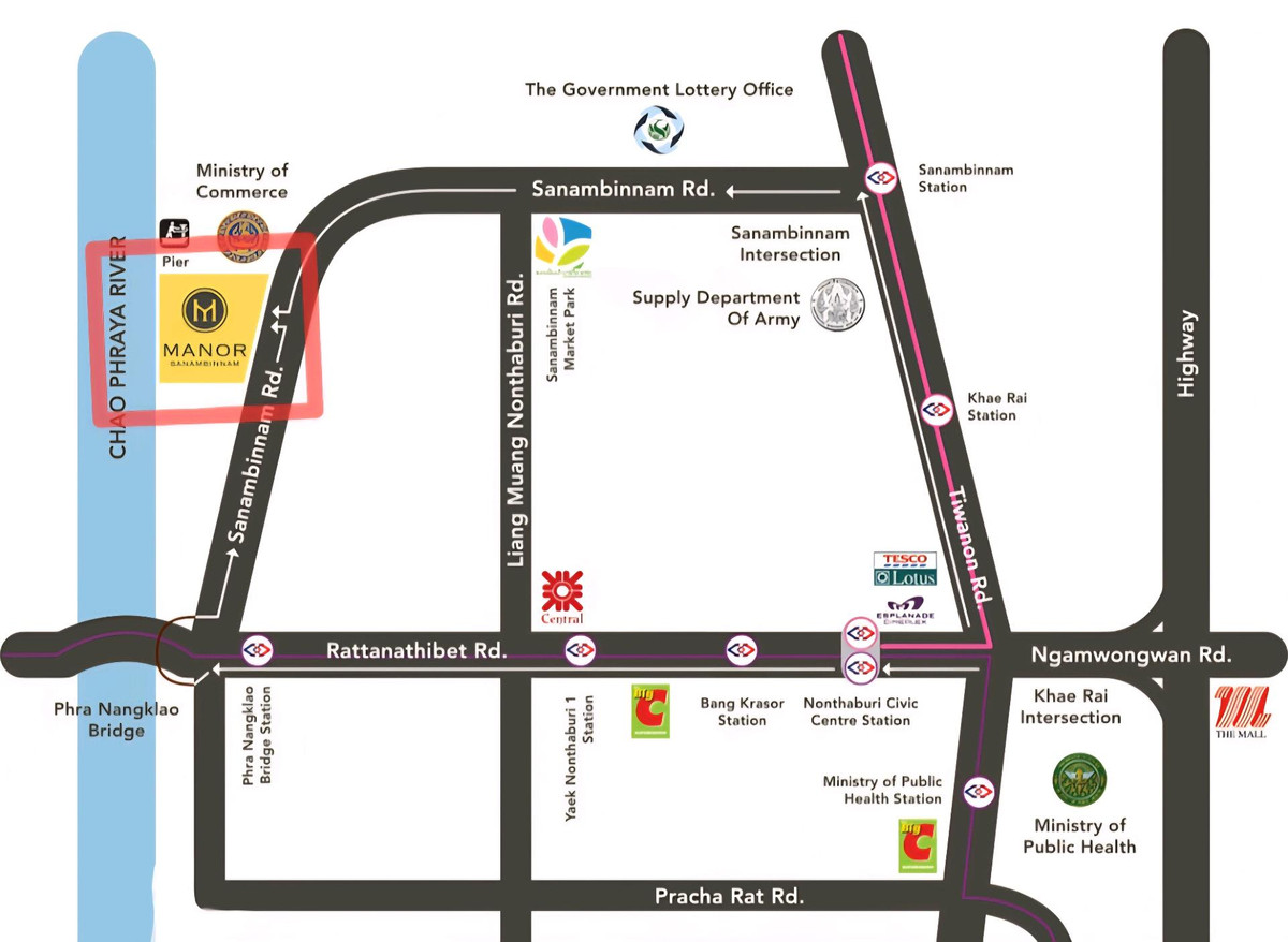 For RentCondoRattanathibet, Sanambinna : Condo for rent, 2 bedrooms, Condo Manor Sanambinnam, Nonthaburi