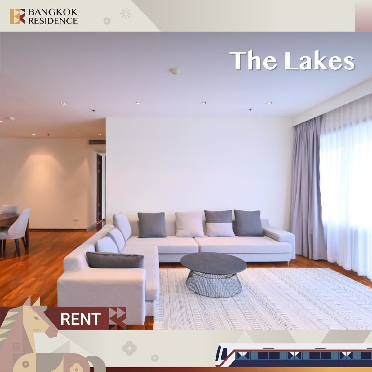 For RentCondoSukhumvit, Asoke, Thonglor :  Spacious Unit at The Lakes 💎 Luxury high-floor unit with stunning river & skyline views 🏞️ 
