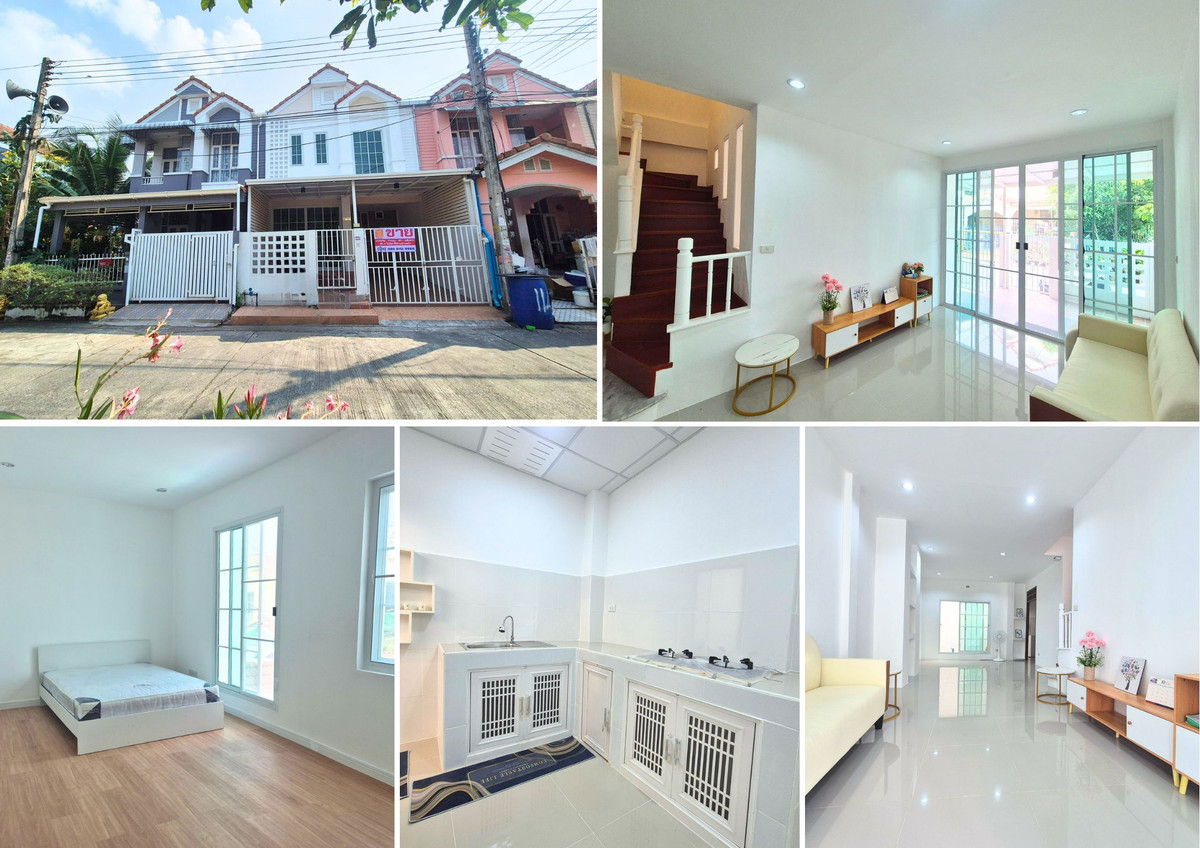 For SaleTownhomePathum Thani,Rangsit, Thammasat : Urgent sale!! Townhouse Wararak Khlong Sam (20 sq m.) 3 bedrooms, 2 bathrooms, 1 newly renovated, ready to move in.