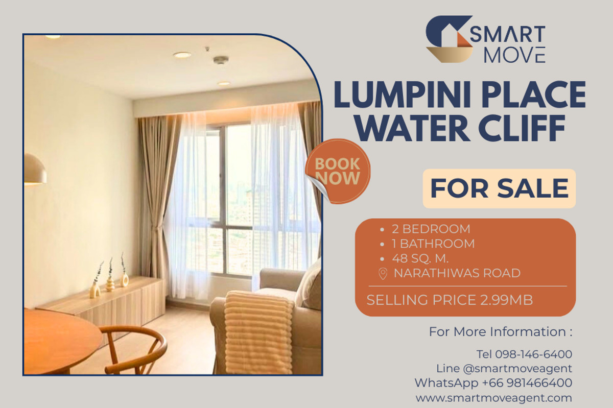 For SaleCondoRama3 (Riverside),Satupadit : 🔥 For Sale !! River curve view, high floor 31++, minimalist style!! 🔥 Code C20230113095..........Lumpini Place Water Cliff, 2 bedroom, 1 bathroom, furnished, Special Deal!!📣📣