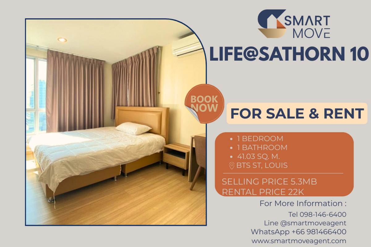 CondoSathorn, Narathiwat : 🔥 For Sale - Rent !! high floor 17++, Good location !! 🔥 Code C20221200672..........Life@Sathorn 10, 1 bedroom, 1 bathroom, furnished, ready to move in, Special Deal!!📣📣
