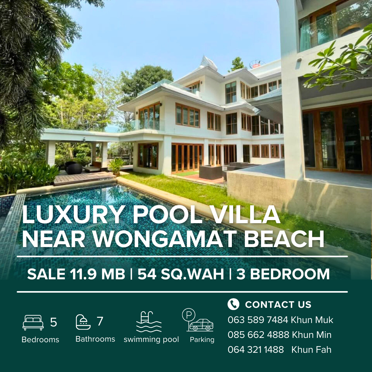 For RentHousePattaya, Bangsaen, Chonburi : 🔥 Luxury Beachfront Villa for Sale or Rent | RENT 350,000/ month  | Wongamat Beach Pattaya | 5 Bedrooms | Land 364 Sq.Wah | 240 MB 🔥