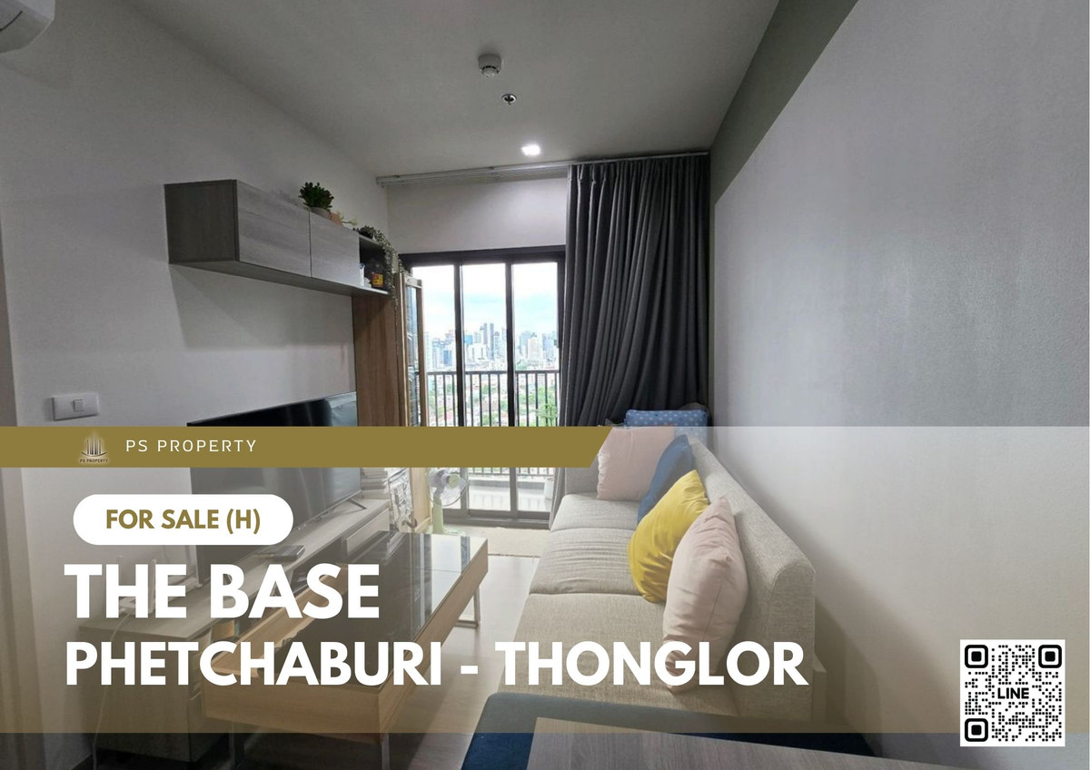 For SaleCondoRama9, Petchburi, RCA : Urgent Sale 📍 THE BASE Phetchaburi - Thonglor 📍 South-facing balcony, fully furnished and equipped with appliances.