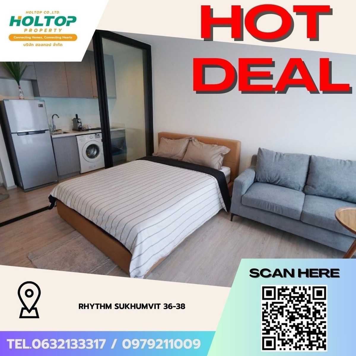 For RentCondoSukhumvit, Asoke, Thonglor : #Z4841💥 050369🔥Condo for rent Rhythm Sukhumvit 36-38