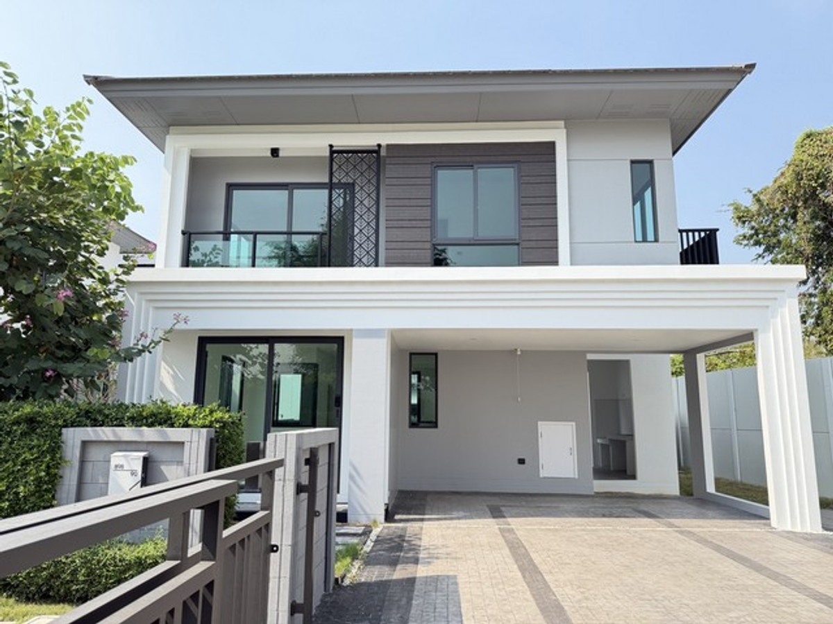 For RentHouseRama5, Ratchapruek, Bangkruai : Sell ​​down payment or rent single house Grand Britannia Ratchaphruek - Rama 5, land 76.80 square wah, area 185 sq m., 3 bedrooms, 3 bathrooms, 3 parking spaces, new house, never occupied.