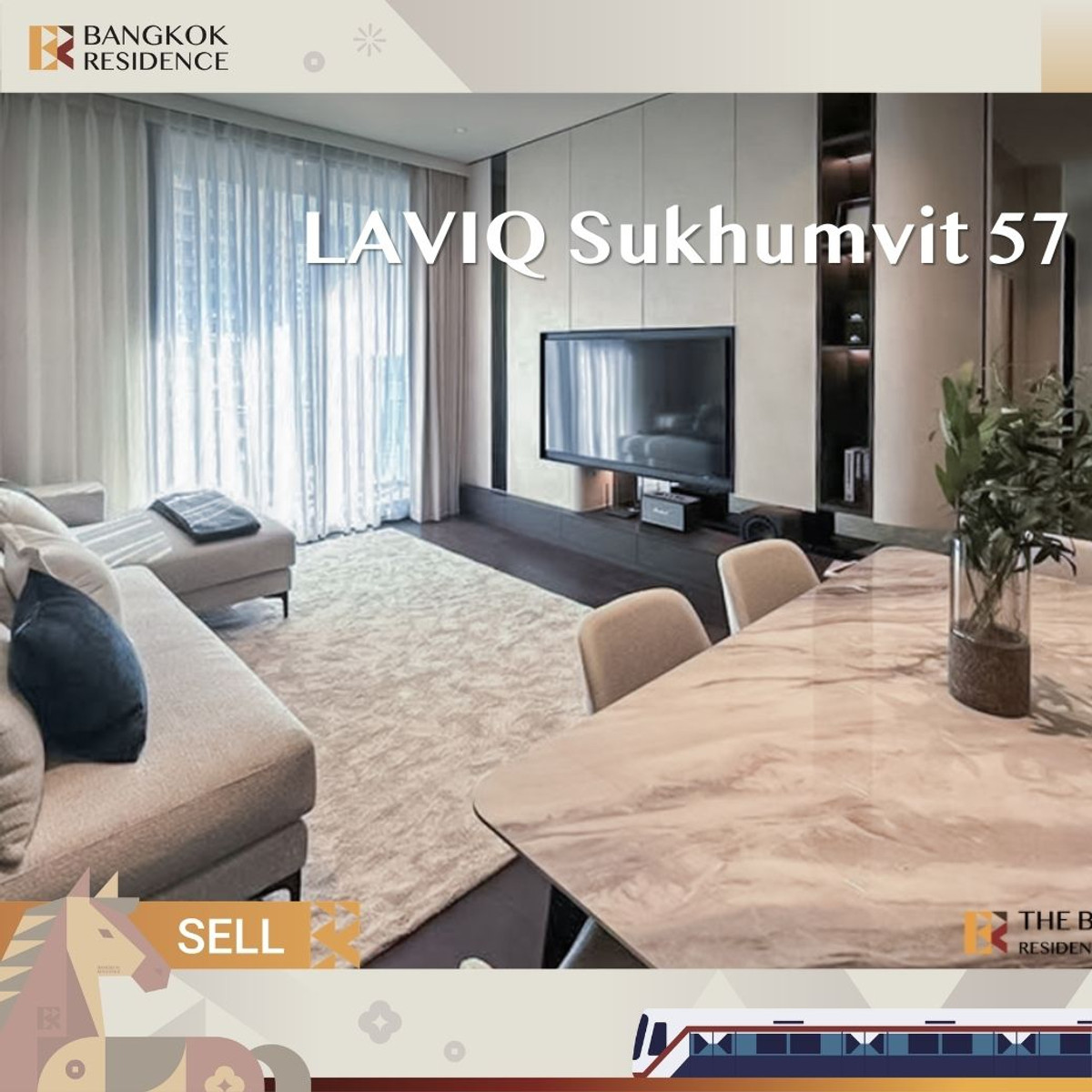 For SaleCondoSukhumvit, Asoke, Thonglor : 🎀 Beautifully Decorated 3-Bedroom in Modern Style 🛌 LAVIQ Sukhumvit 57 near Bts Thonglo