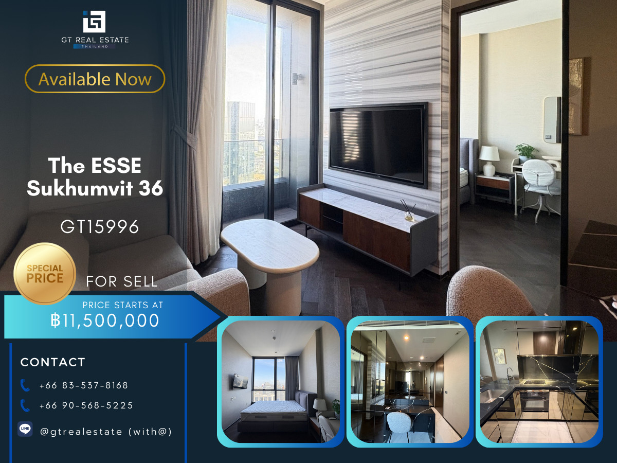 For SaleCondoSukhumvit, Asoke, Thonglor : ✨ GT15996 | Condo for sale The ESSE Sukhumvit 36, convenient travel, near BTS, there is a shuttle, beautifully decorated room, fully furnished, ready to move in.