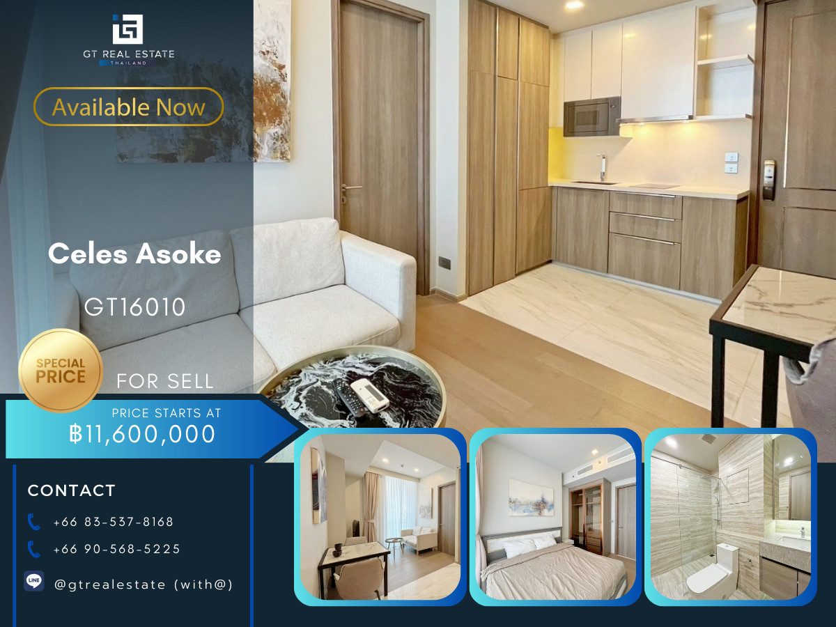 ให้เช่าคอนโดสุขุมวิท อโศก ทองหล่อ : ✨ GT16010 |  คอนโดพร้อมขายที่ Celes Asoke เดินทางสะดวก ใกล้รถไฟฟ้าบีทีเอส มีรถรับส่ง ห้องแต่งสวย เฟอร์นิเจอร์ครบ พร้อมอยู่!!