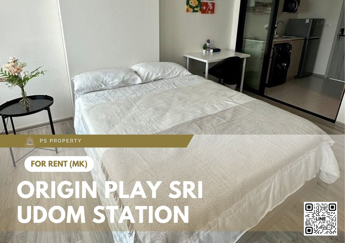 For RentCondoOnnut, Udomsuk : For Rent ✨ Origin Play Sri Udom Station ✨ Fully furnished with appliances, near the BTS Skytrain.