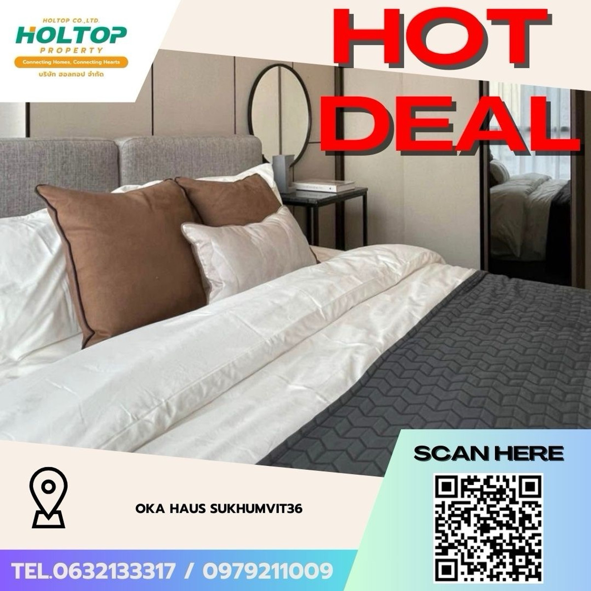 ให้เช่าคอนโดสุขุมวิท อโศก ทองหล่อ : #Z4859💥 060369 🔥ให้เช่าคอนโด Oka Haus Sukhumvit36