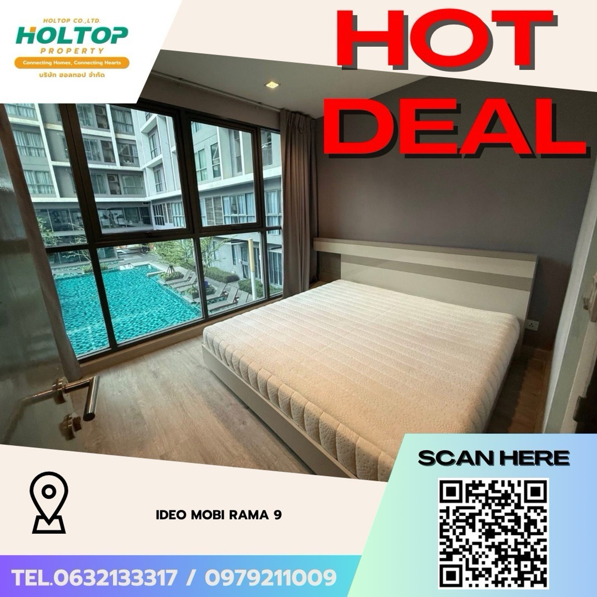 ให้เช่าคอนโดพระราม 9 เพชรบุรีตัดใหม่ RCA : #Z4854💥 050369🔥ให้เช่าคอนโด Ideo Mobi Rama 9
