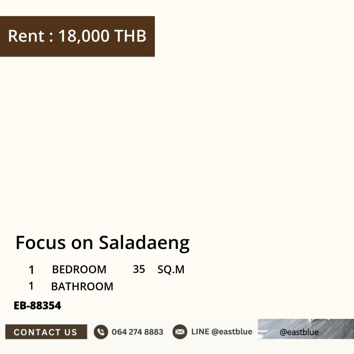 For RentCondoSilom, Saladaeng, Bangrak : Rent a condo Focus on Saladaeng 1 bedroom in the heart of Silom
Near BTS/MRT Saladaeng for only 18,000 Baht/month!