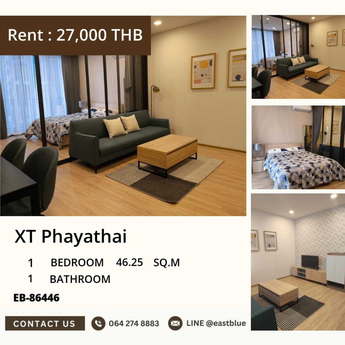 For RentCondoRatchathewi,Phayathai : Condo XT Phayathai 1 bedroom in the city center near BTS/MRT
Rent for only 27,000 baht/month with complete facilities!