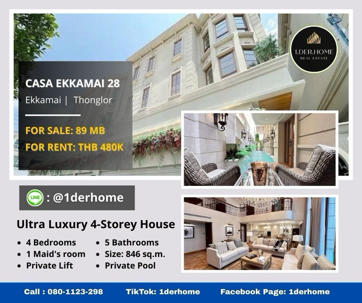 For SaleHouseSukhumvit, Asoke, Thonglor : Luxurious Private Residence in the heart of Ekkamai – Super Luxury beautifully decorated throughout @1derhome