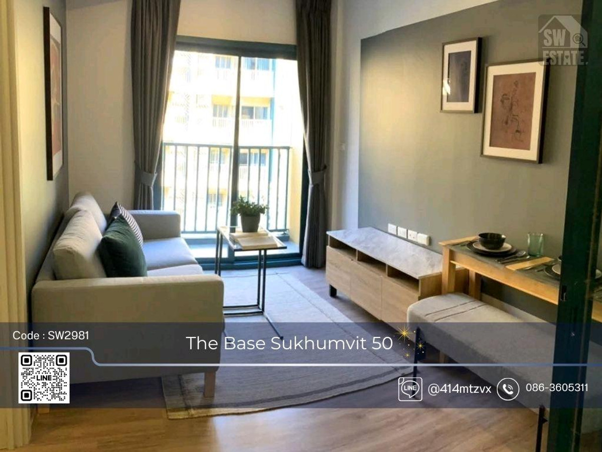 For RentCondoOnnut, Udomsuk : ✨️ Condo for rent, The Base Sukhumvit 50, beautifully decorated, ready to move in✨