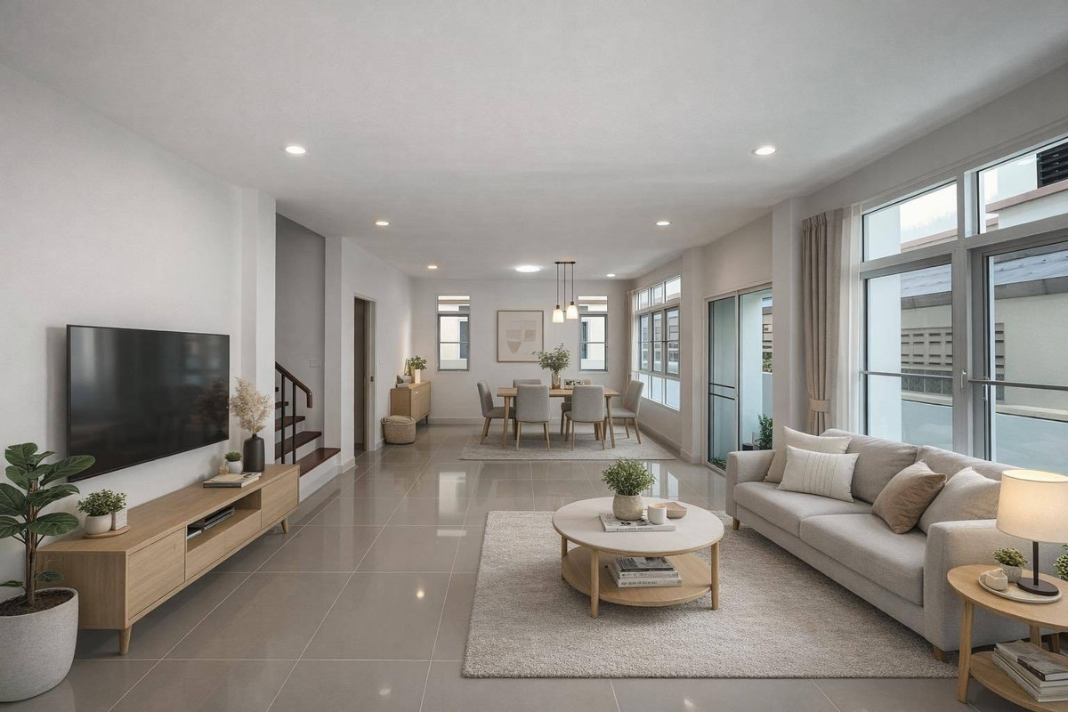 ขายนนทบุรี บางใหญ่ บางบัวทอง : บ้านแฝด หมู่บ้านชิชากร 2 / 3 ห้องนอน (ขาย), Semi - detached house Chichakorn Village 2 / 3 Bedrooms (FOR SALE) AOM082