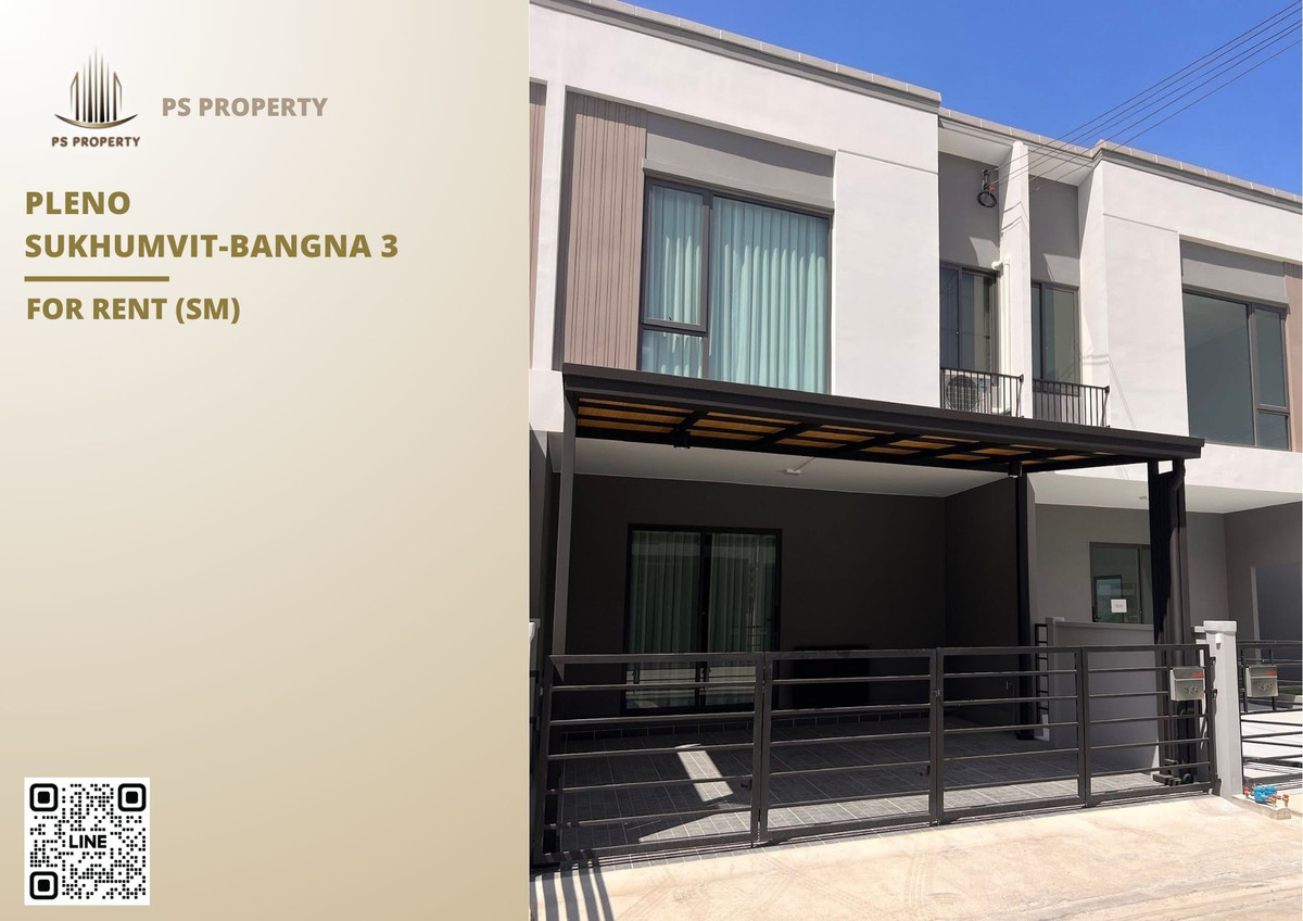 For RentTownhomeBangna, Bearing, Lasalle : Townhouse for rent ✨ Pleno Sukhumvit-Bangna 3 ✨ 3 bedrooms, 2 bathrooms, fully furnished and equipped with appliances.