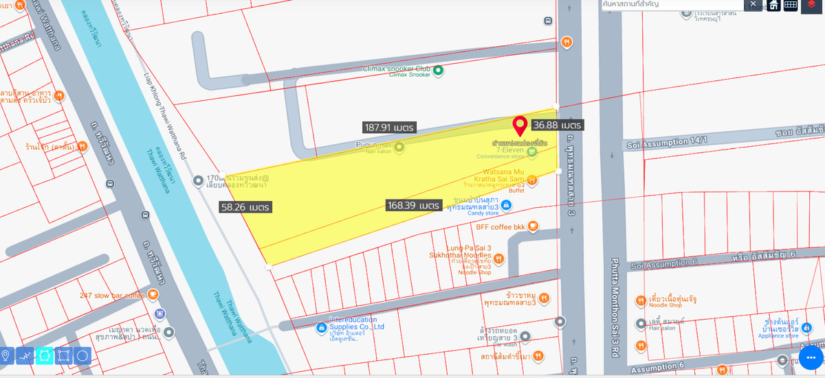 ขายที่ดินพุทธมณฑล ศาลายา : ขายที่ดินเปล่า พุทธมณฑลสาย 3 ตรงข้าม สารสาสน์วิเทศ ธนบุรี หน้ากว้างติดถนน 36 เมตร