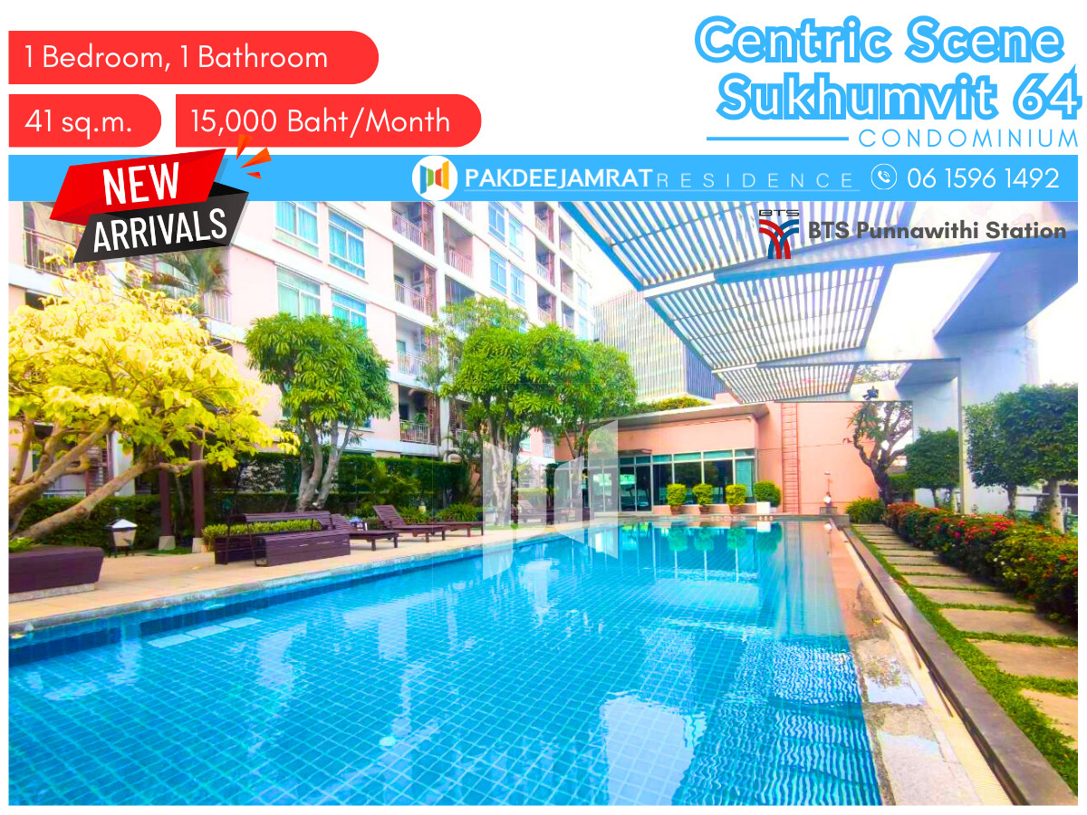 For RentCondoOnnut, Udomsuk : 🍀 Very large room for rent, Centric Scene Sukhumvit 64, size 41 square meters, 1 bedroom.