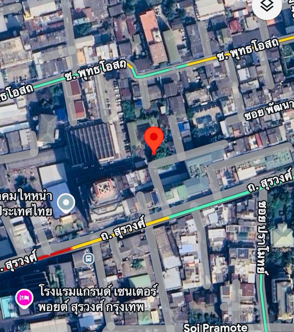 For SaleLandSilom, Saladaeng, Bangrak : Land for sale on Surawong Road, 333 sq m, 50 meters into the alley, near Surawong Shark Fin Ping.