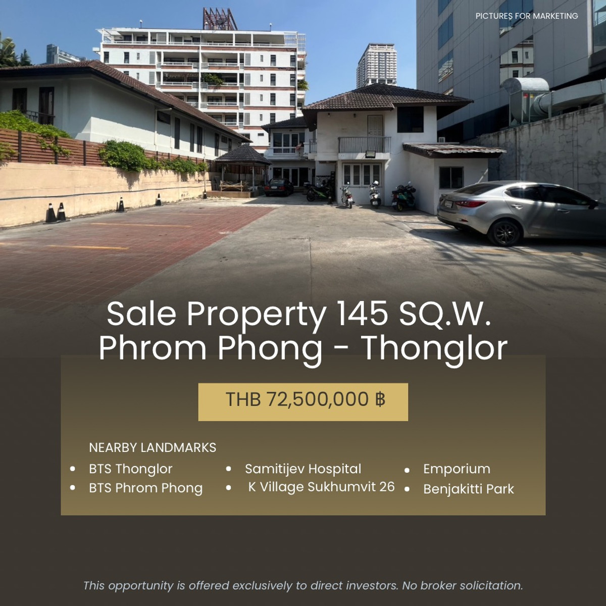 ขายบ้านสุขุมวิท อโศก ทองหล่อ : ขายบ้านเดี่ยว 145 ตารางวา ซอยสุขุมวิท (เลขคู่) ระหว่าง พร้อมพงษ์ - ทองหล่อ แขวงคลองเตย เขตคลองเตย กรุงเทพมหานคร 10110 