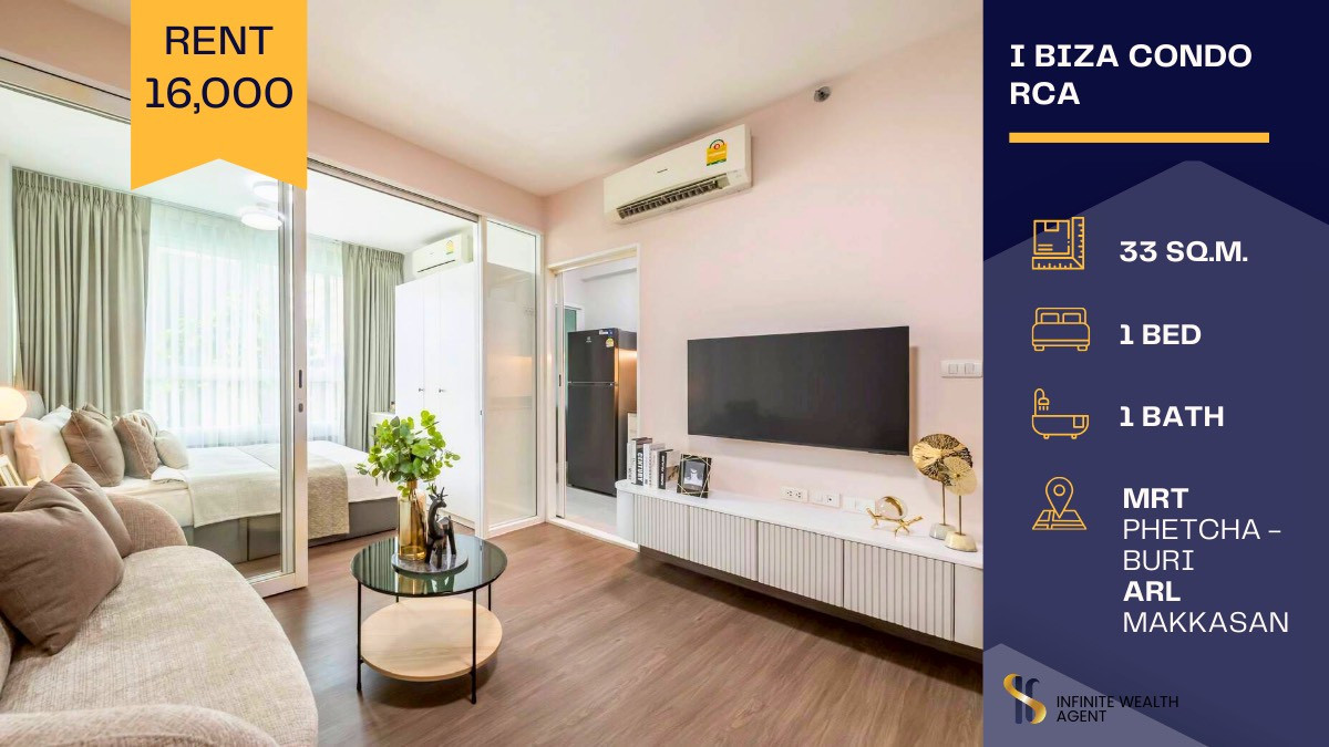 For RentCondoRama9, Petchburi, RCA : ✨ Condo for Rent – I-Biza Residence, Newly Renovated Modern Style 🏙️