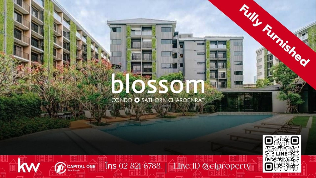 For RentCondoSathorn, Narathiwat : 🏙️ For rent: Blossom Condo @ Sathorn-Charoenrat (Blossom Condo Sathorn-Charoenrat) ✨ (Available and ready to move in from 1 April 2026 onwards)
