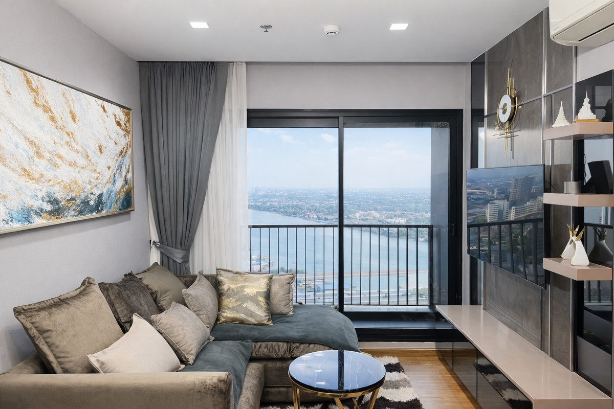 For SaleCondoRattanathibet, Sanambinna : 🔥 Urgent sale! Beautiful room, full river view, The Politan Rive (The Politan Rive), corner room, high floor, Chao Phraya view + city view, very beautiful!