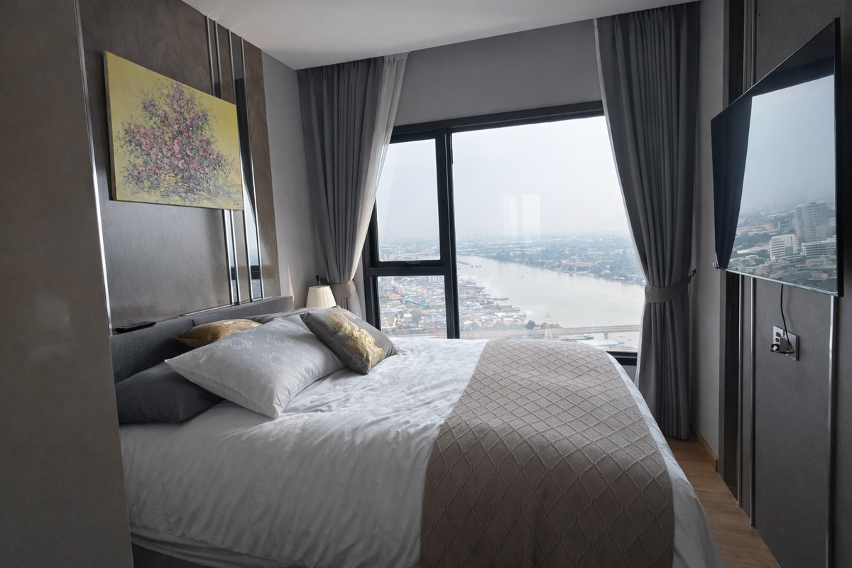 For SaleCondoRattanathibet, Sanambinna : 🔥 Urgent sale! Beautiful room, full river view, The Politan Rive (The Politan Rive), corner room, high floor, Chao Phraya view + city view, very beautiful!