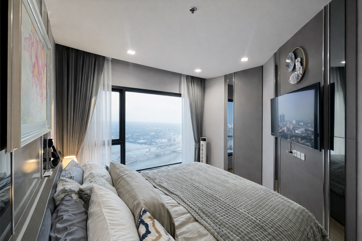 For SaleCondoRattanathibet, Sanambinna : 🔥 Urgent sale! Beautiful room, full river view, The Politan Rive (The Politan Rive), corner room, high floor, Chao Phraya view + city view, very beautiful!