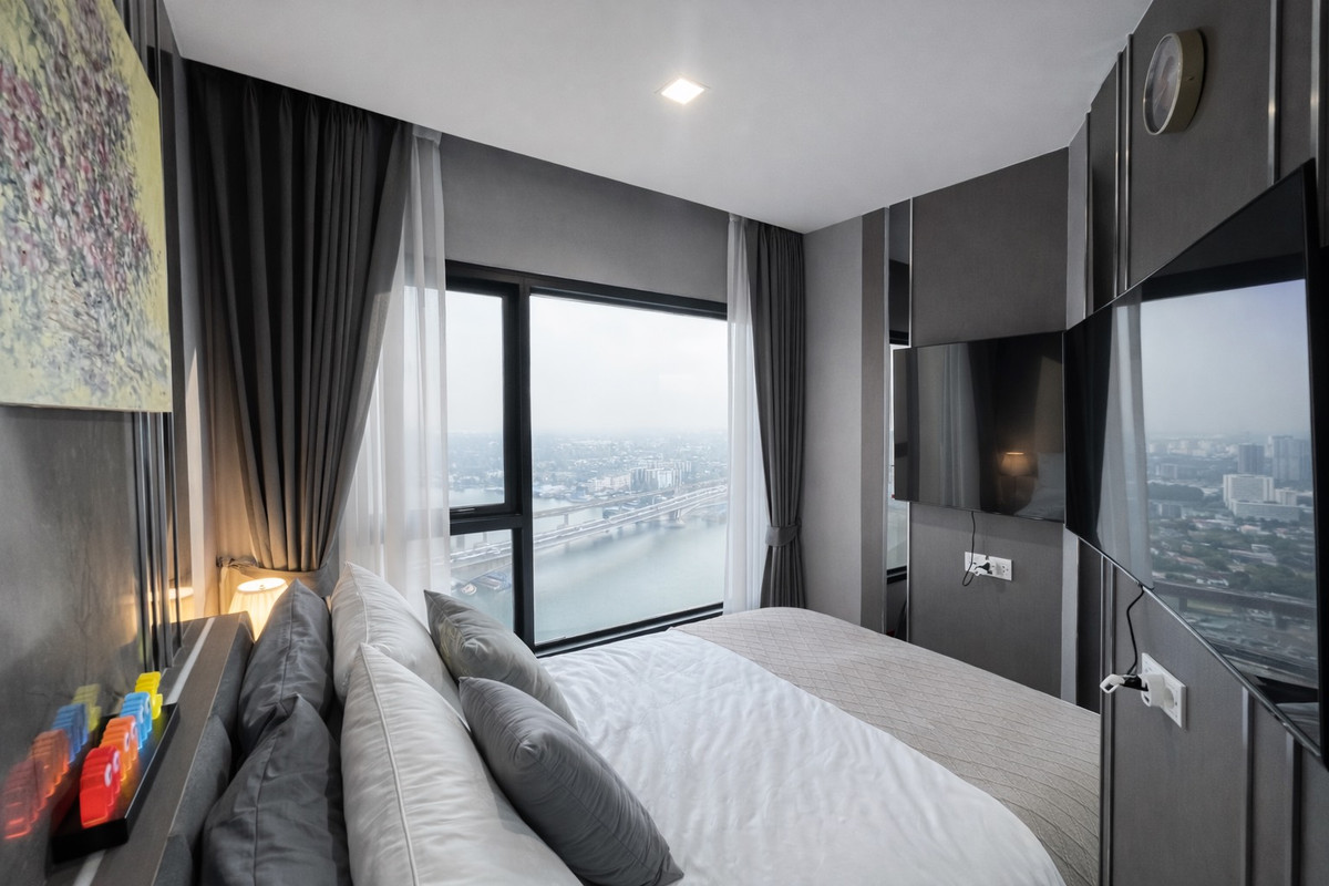 For SaleCondoRattanathibet, Sanambinna : 🔥 Urgent sale! Beautiful room, full river view, The Politan Rive (The Politan Rive), corner room, high floor, Chao Phraya view + city view, very beautiful!