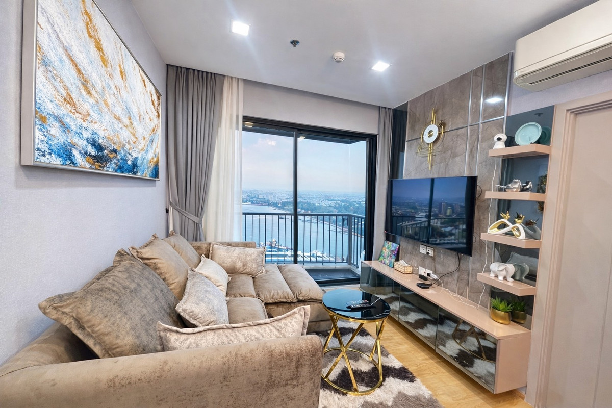 For SaleCondoRattanathibet, Sanambinna : 🔥 Urgent sale! Beautiful room, full river view, The Politan Rive (The Politan Rive), corner room, high floor, Chao Phraya view + city view, very beautiful!