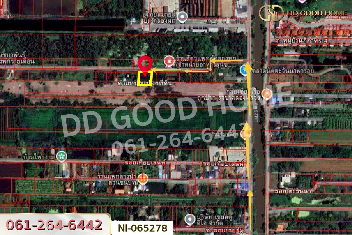 ขายที่ดินปทุมธานี รังสิต ธรรมศาสตร์ : NI-065278 ที่ดินคลองหก 200 ตร.ว. ปทุมธานี ใกล้มหาวิทยาลัยเทคโนโลยีราชมงคลธัญบุรี