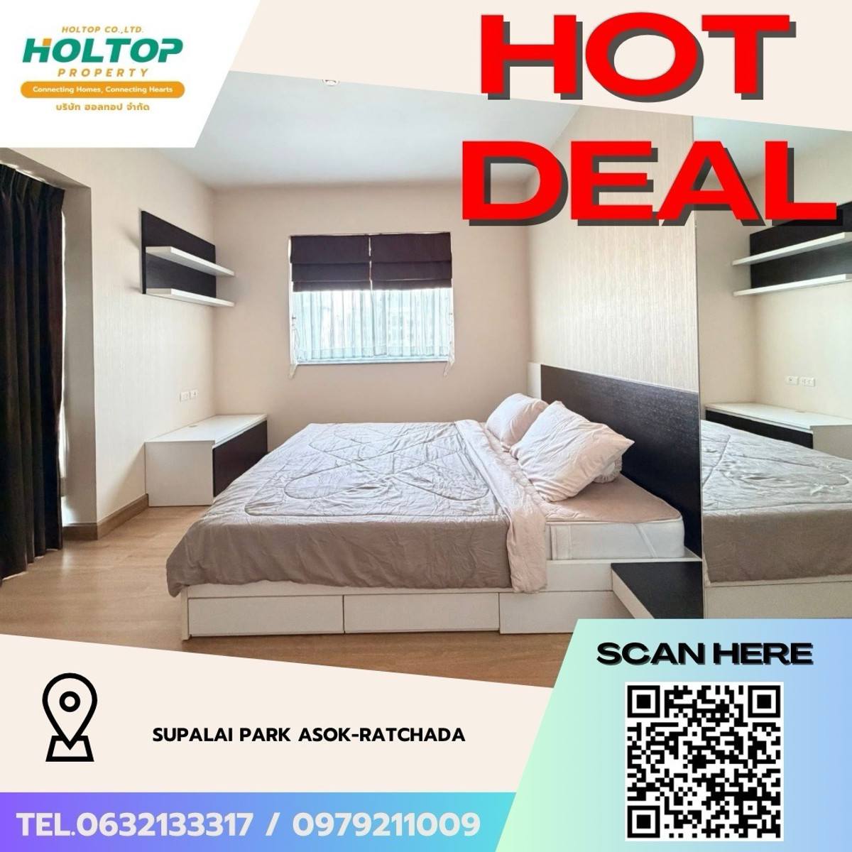 For RentCondoRama9, Petchburi, RCA : #Z4929💥 100369 🔥Condo for rent Supalai Park Asok-Ratchada.