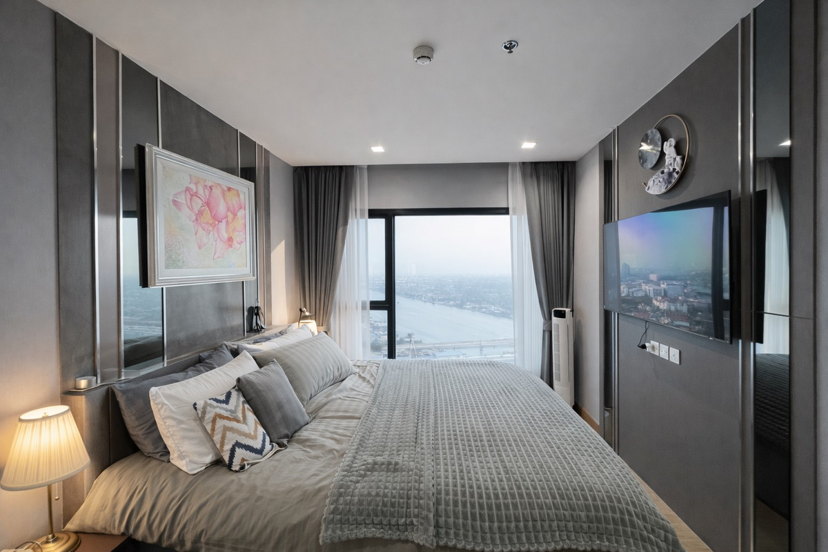 For SaleCondoRattanathibet, Sanambinna : 🔥 Urgent sale! Beautiful room, full river view, The Politan Rive (The Politan Rive), corner room, high floor, Chao Phraya view + city view, very beautiful!